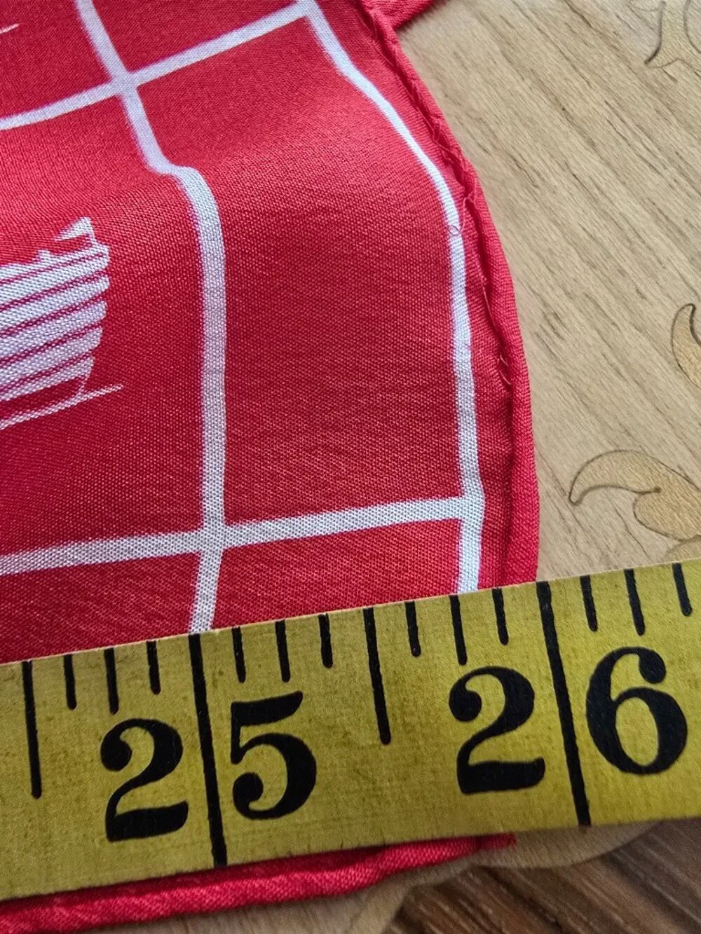 Vera Neumann - Vintage Silk Scarf w/ Traditional Wooden Motorboats, Red & White​ - Picture 5 of 9